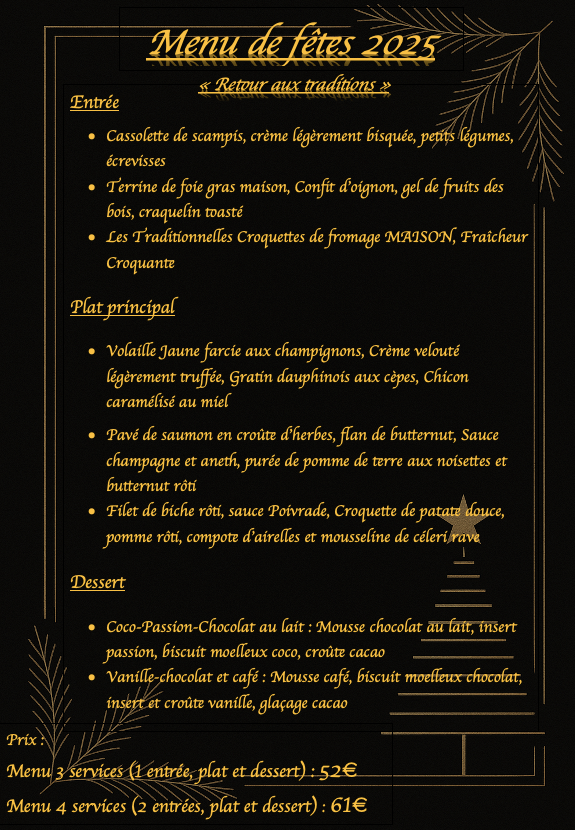 Menu des fêtes